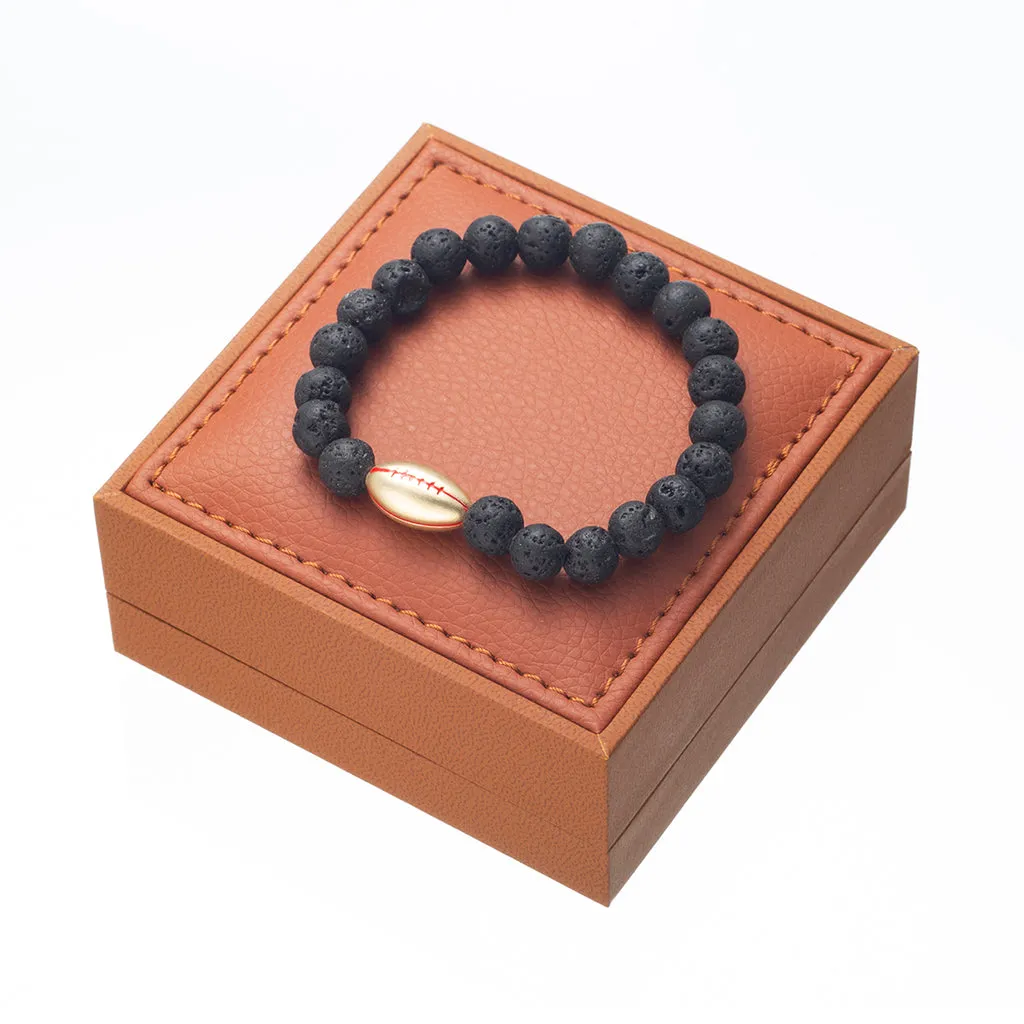 Football Charm Bead Bracelet